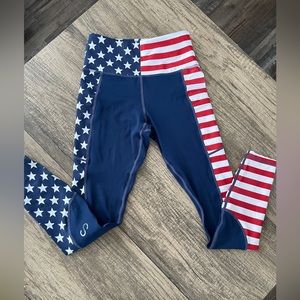 Red White and Blue Curves N Combat Boots Pocket Leggings